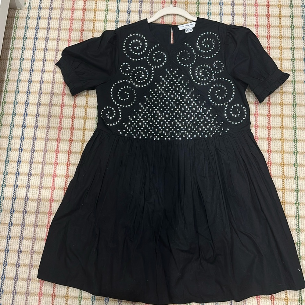 Never Fully Dressed Black dress, mirror bodice detailing, Size US 6